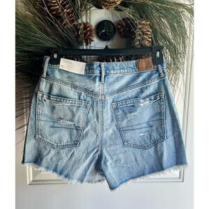 American Eagle Highest Rise 90’s Boyfriend Blue Jean Cut-Off Distressed Shorts 8